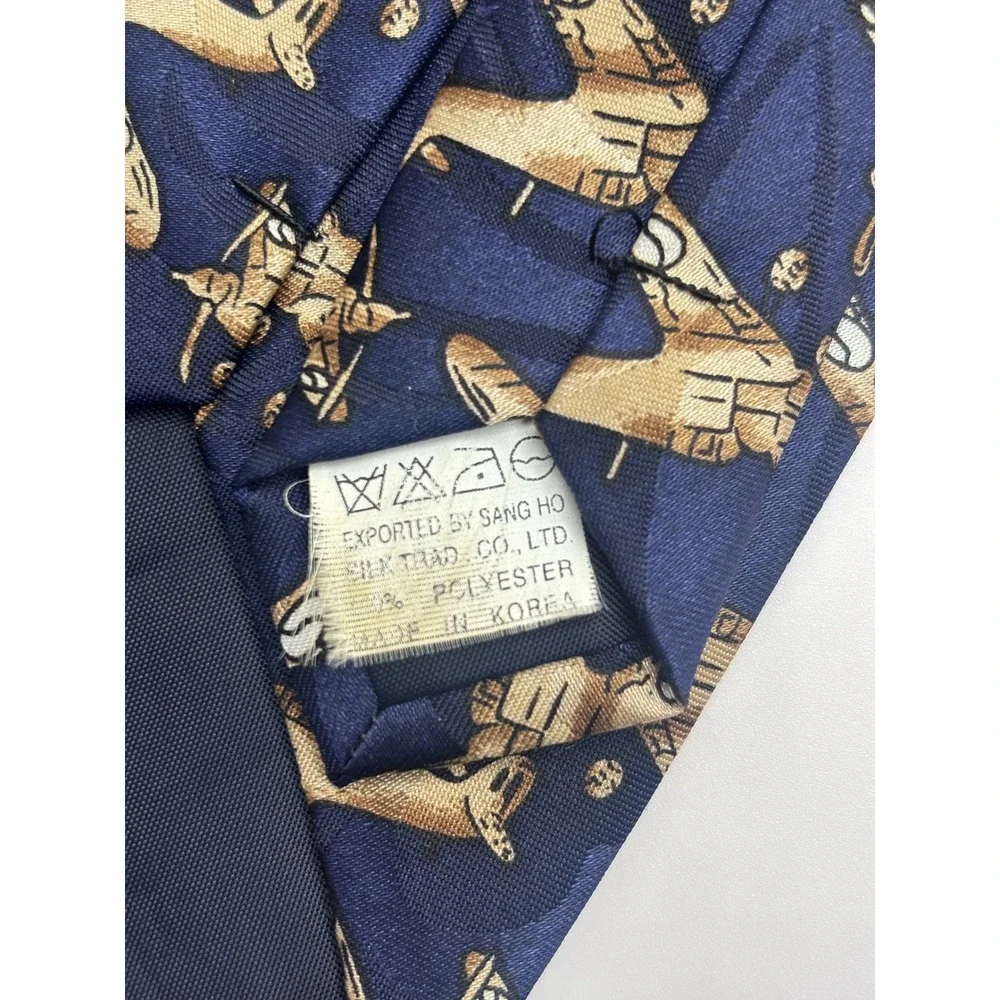Fratello Mens Navy Blue Vintage Propeller Airplane Aviation Print Silk-Look Tie